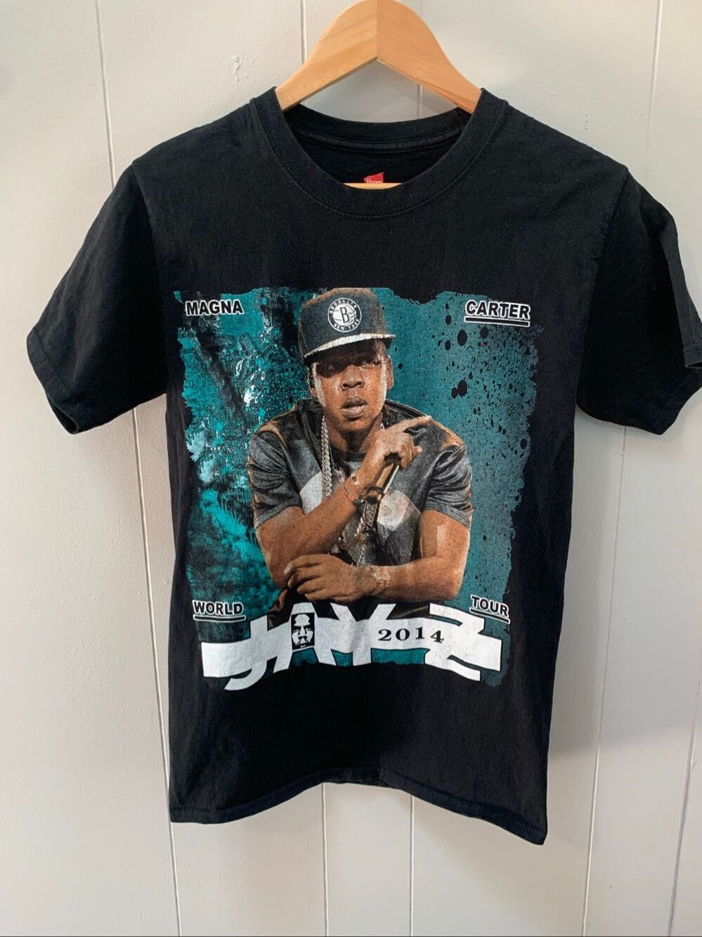 Jay Z World Tour 2014 Black Graphic Size S 100% Cotton Tee-Shirt